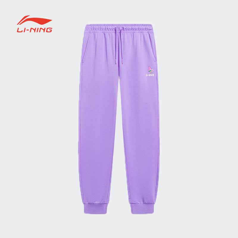 李宁夏季运动生活系列宽松舒适时尚束脚透气休闲裤女款AKLT196
