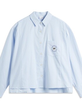 李宁2024秋女翻领长袖时尚休闲宽松印花吸湿排汗透气T恤ASHU548