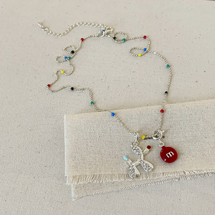萌趣卡通气球狗多巴胺彩色项链女小众高级感时尚 百搭颈链毛衣链