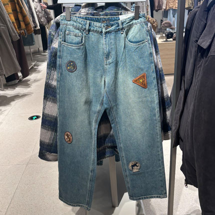 2025冬季WLJZWFJTUR男装复古贴布绣牛仔裤宽松阔腿 长裤UML850102