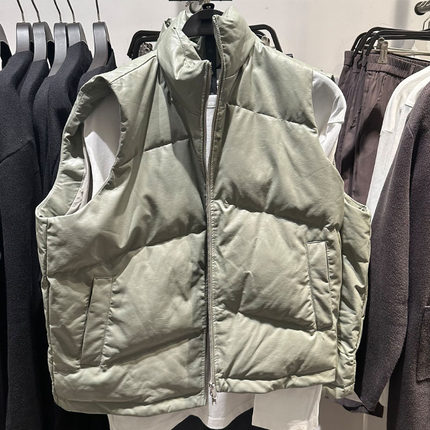 春季新品WLJZWFTUR男装时尚休闲潮流羽绒服PU皮马甲MF39S1KN2010