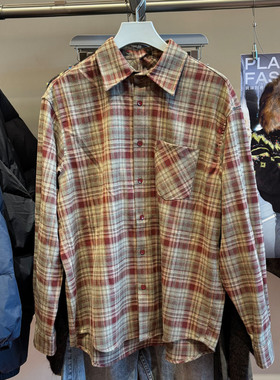 WLJZWFJTUR 2025冬季新款男装时尚休闲格纹宽松长袖衬衫UMF250095