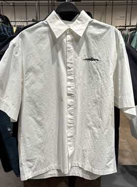 2025夏季 款UMY250014男潮牌纯色半袖衬衣青少年简约宽松休闲衬衫