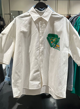 WLJZWFJTUR男装2025夏季休闲百搭印花宽松纯棉短袖衬衫UMV232015