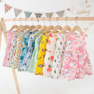女童夏季 纯棉碎花连衣裙宝宝凉爽透气棉绸背心裙女孩吊带公主裙子