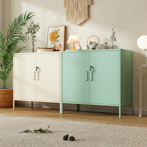 奶油风餐边柜客厅厨房铁艺储物柜