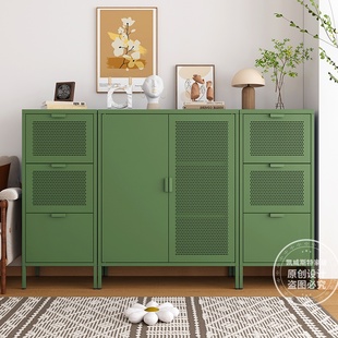 新款奶油风钢制阳台柜家用卧室储物柜多巴胺收纳柜置物柜防晒防水