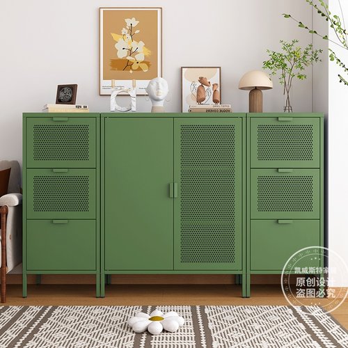 奶油风钢制阳台柜多巴胺收纳柜