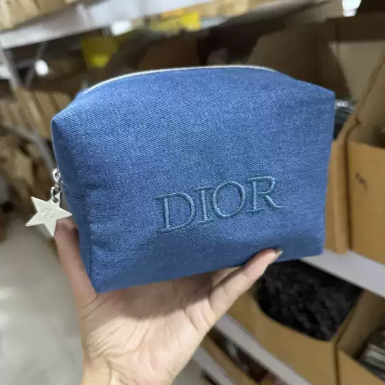 Super Rare! Denim Makeup Bag with a High-End Fabric Feel, Round Makeup Bag, Stylish and Simple Storage Bag