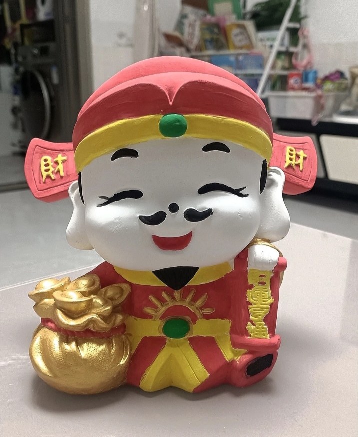 大号财神爷（高20厘米）石膏娃娃涂色存钱罐（送金色颜料）