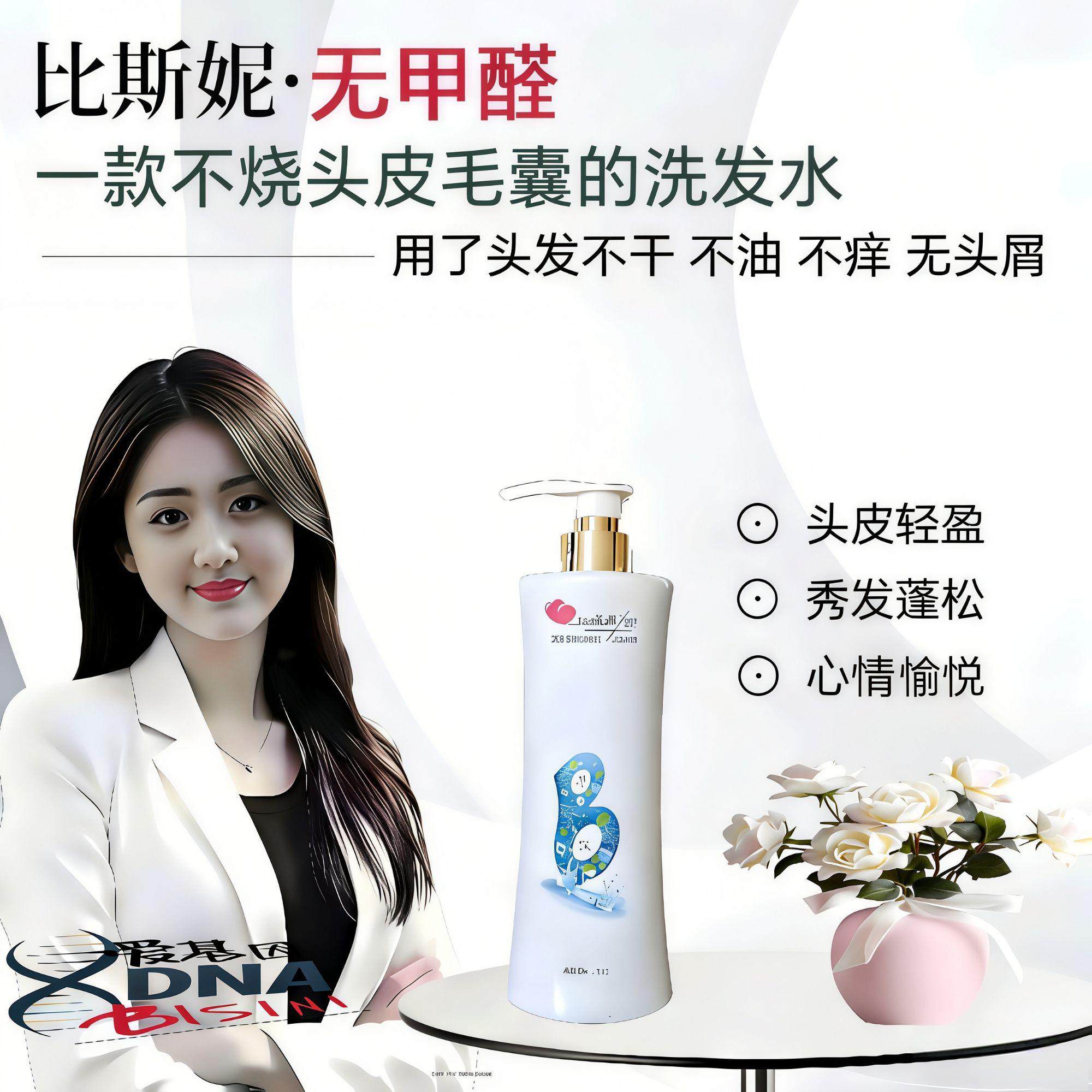 比斯妮去屑洗发水控油蓬松补水保湿修复毛燥洗发露孕妇青少年专用