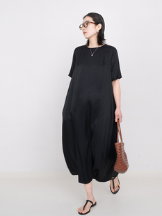 「清仓」夏季凉爽垂坠高级感进口三醋酸连衣裙简约宽松显瘦长裙女