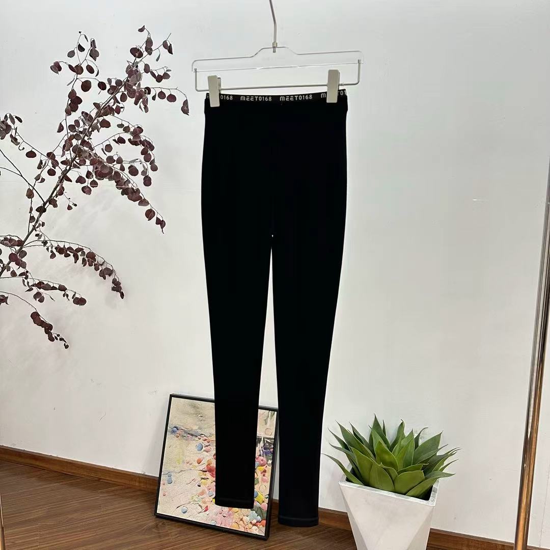 现货 欧货正品女装代购2025冬季新款字母弹力高腰修身薄绒打底裤