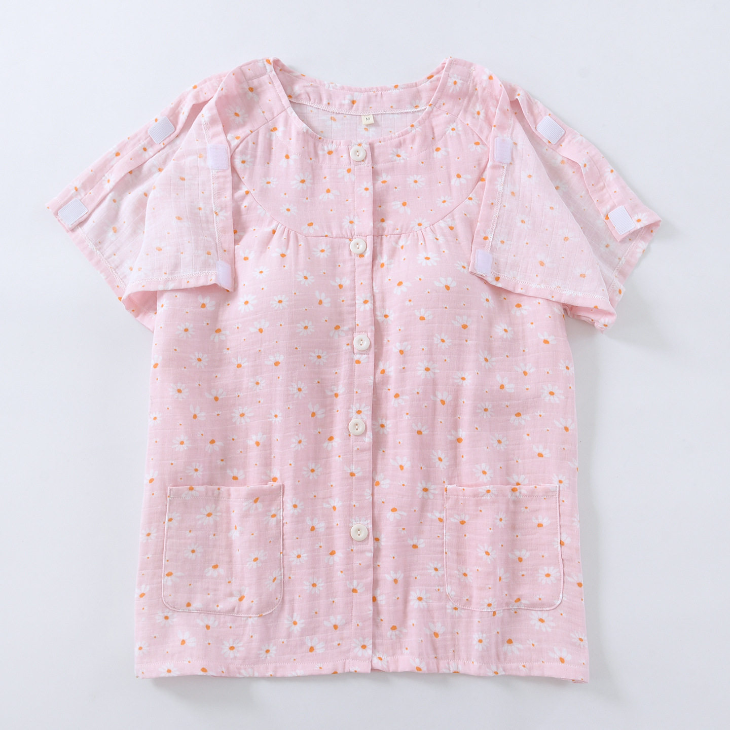 开胸手术后衣服袖子开口带胸垫上衣短袖女picc置管专用纯棉睡衣
