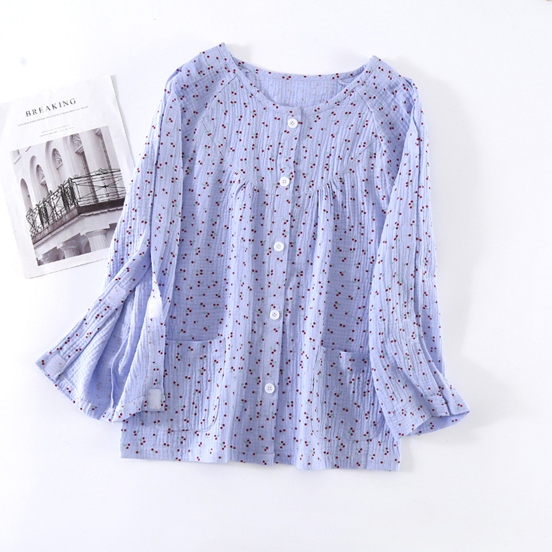 手摔伤衣服女纯棉血透上衣