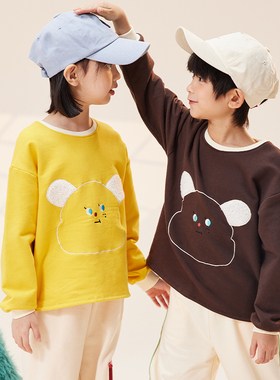 Viciusss丸社儿童卫衣厚2025新款秋冬季男孩女孩百搭圆领套头上衣