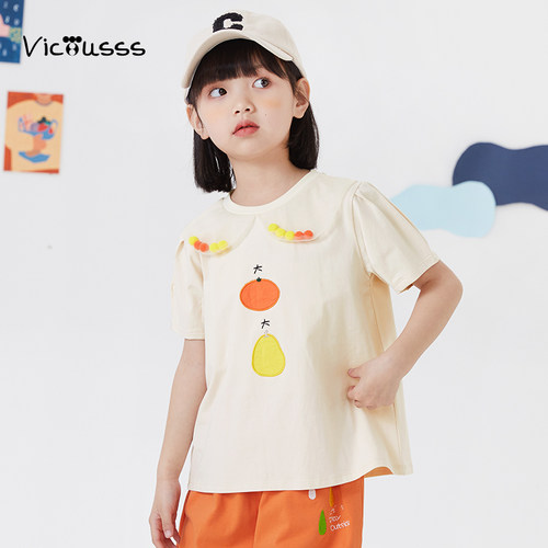 viciusss女童短袖T恤小众设计感