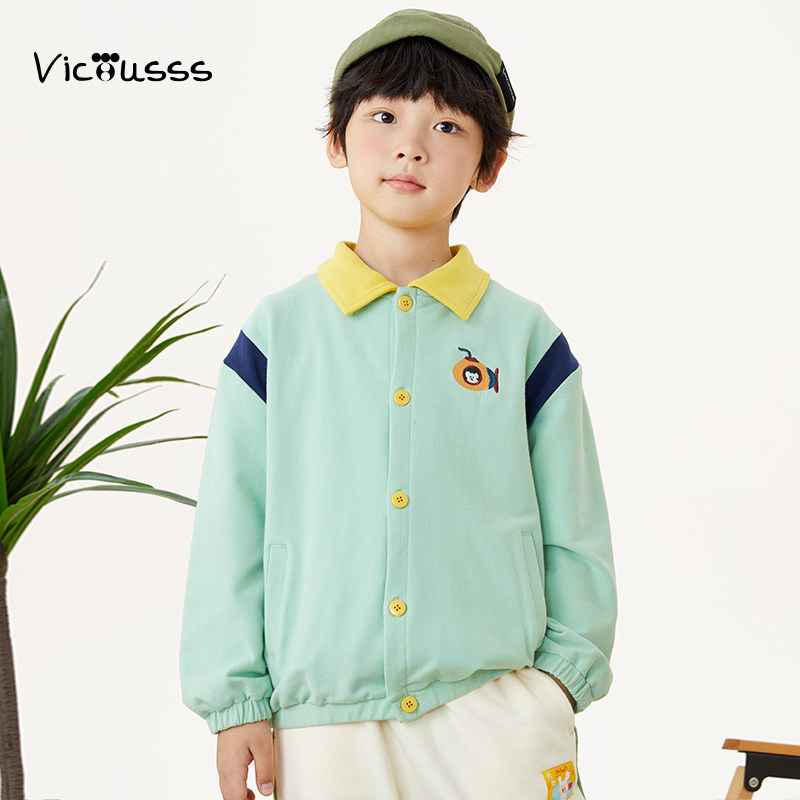 viciusss男童针织外套2026春季新款洋气儿童男孩帅气翻领上衣春秋