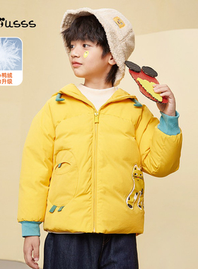 Viciusss丸社男童羽绒服短款连帽2025年新款加厚保暖儿童冬装外套