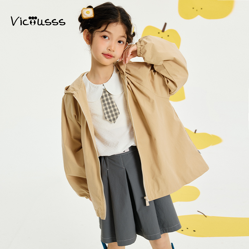 童装女童卡通印花连帽上衣