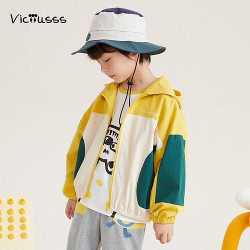 viciusss儿童时尚连帽纯棉外套薄