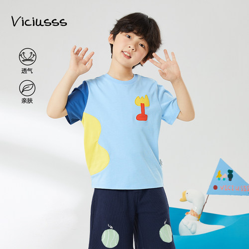 Viciusss男女童圆领短袖t恤夏季