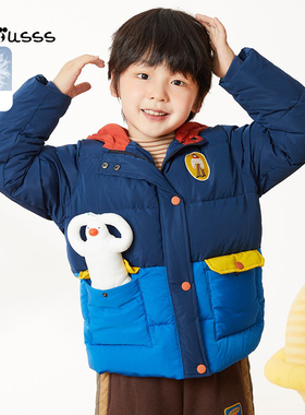viciusss丸社男童羽绒服短款2025新款冬儿童加厚保暖连帽外套上衣