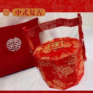 2020彩礼盒子订婚中式喜庆放钱提亲手提箱8万6万20万嫁妆八角提篮