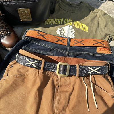 【上新！】日产黄铜八角日字扣 马兰白兰度款 重油脂植鞣革皮带