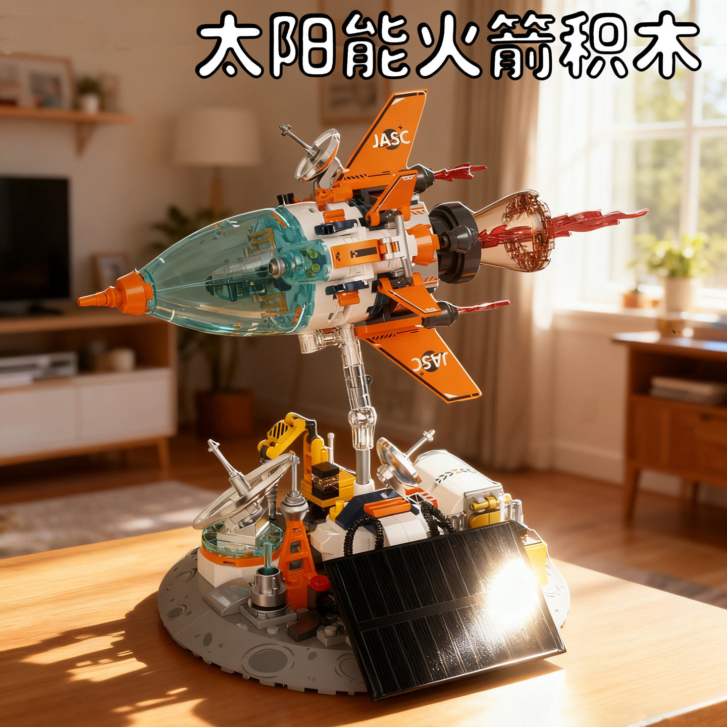 佳奇太阳能火箭空间站拼装益智积木乐玩具高电动送男女孩圣诞礼物