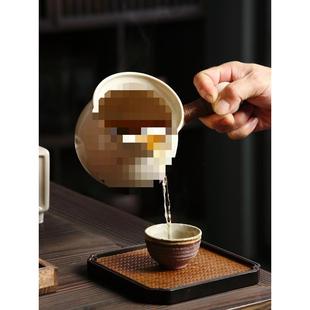 电陶炉炭炉围炉罐罐白黑普洱茶壶 可干烧烤茶罐侧把粗陶煮茶壶日式