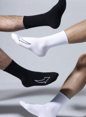 ARROW男士长筒高弹白袜箭头提花运动袜吸汗透气棉袜