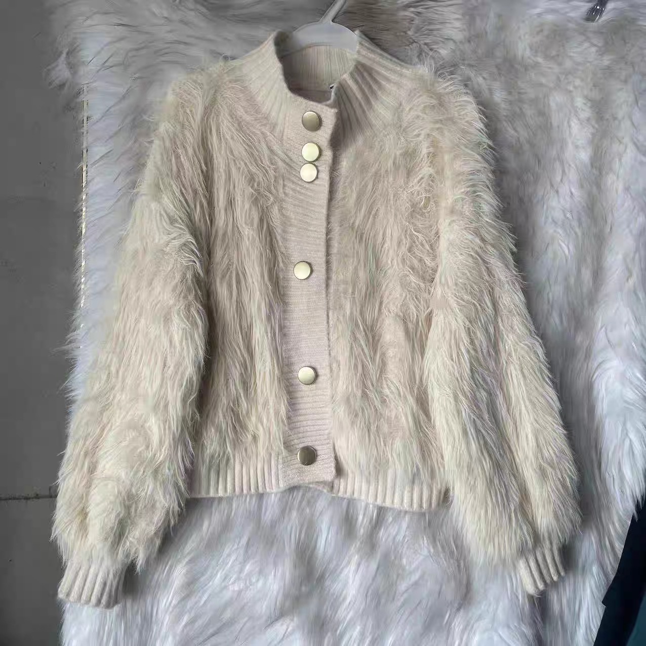 孤品不退正版仿水貂绒毛衣女外套高级感慵懒风软糯针