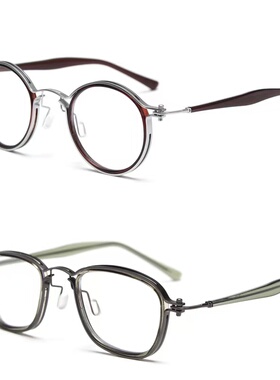 欧美手工板材个性小众复古金属平光镜朋克文艺近视眼镜框架