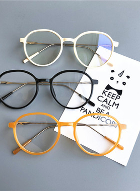 ins复古文艺网红款茶色圆眼镜框女素颜韩版潮显瘦配近视平光眼镜