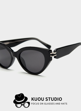 欧美大框猫形偏光街拍墨镜女