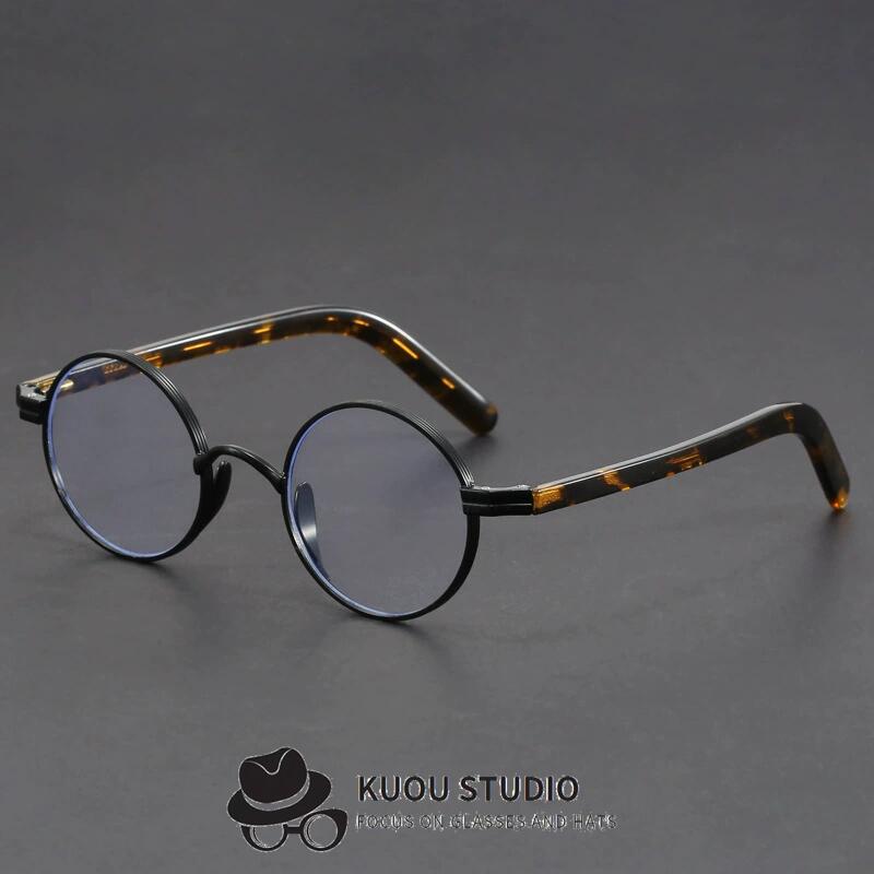 民国手工复古小圆框金丝眼镜框玳瑁脚男女小脸瘦适合高度数眼镜架