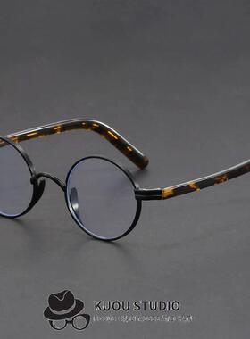 民国手工复古小圆框金丝眼镜框玳瑁脚男女小脸瘦适合高度数眼镜架