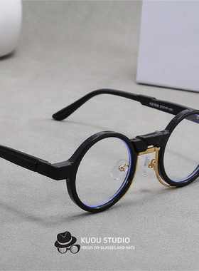 德国小众圆形复古手工眼镜框架男女大脸弹簧腿素颜个性配近视防蓝