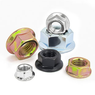 金超蓝白锌法兰螺母镀镍黑色六角防滑防松带垫齿螺丝帽M4M5M6M10