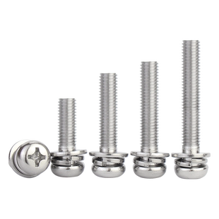 304不锈钢镀镍圆头十字三组合螺丝平弹垫片盘头组合螺钉M3M4M5M6