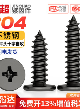 CA 黑色304不锈钢 扁平头十字自攻螺丝 大薄头子平头尖尾沉头螺钉