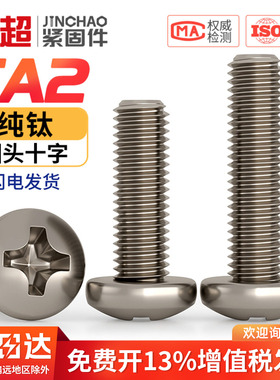 国标TA2纯钛螺丝钛合金盘头十字螺栓圆头螺钉机钉 M2M2.5M3M4M5mm