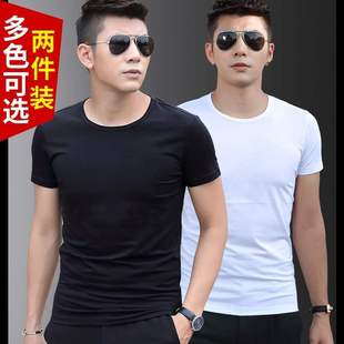 短袖 衣服纯色圆领冰丝半袖 t恤2020新款 打底衫 潮牌夏季 莫代尔男士