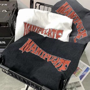 美式街头风宽松字母短袖t恤男ins潮牌五分袖学生痞帅高街半袖上衣