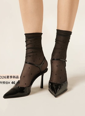 CALZEDONIA卡泽意袜26夏季新女20D透薄网纱波点短袜中筒袜DCZ083