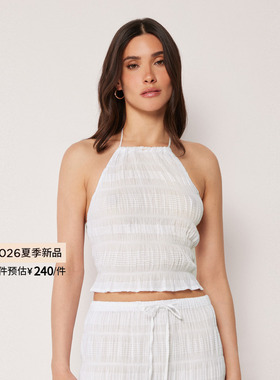 CALZEDONIA卡泽意袜26夏季女海边舒适褶皱系带露背吊带衫0BDA203