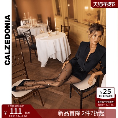 CALZEDONIA卡泽意袜女士30D时尚派对菱格贴钻连裤袜丝袜MODC2178