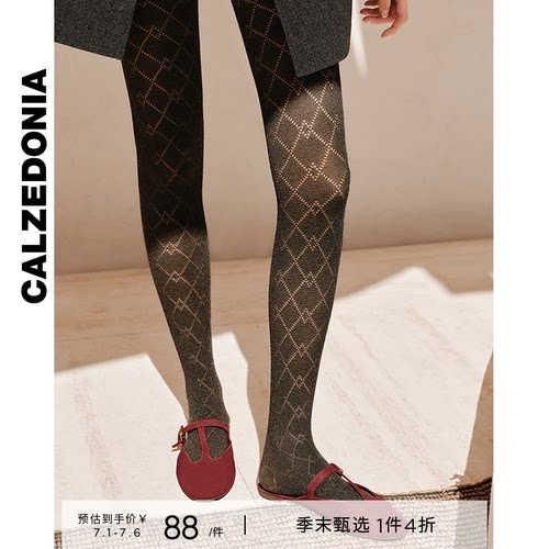 CALZEDONIA卡泽意袜秋冬女士时尚保暖含羊绒菱格纹连裤袜MODC2181