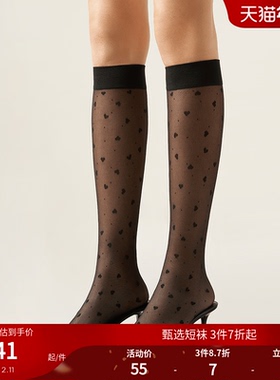 CALZEDONIA卡泽意袜春夏女30D时尚心形波点及膝袜JK小腿袜DLG014